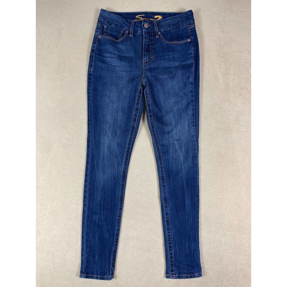 Seven7 Tummyless High Rise‎ Womens 6 Stretch Skinny Jeans Blue Denim - Picture 1 of 13
